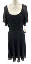 Adrianna Papell Black Party Dress Fit Flare Knee Length SZ S NWT