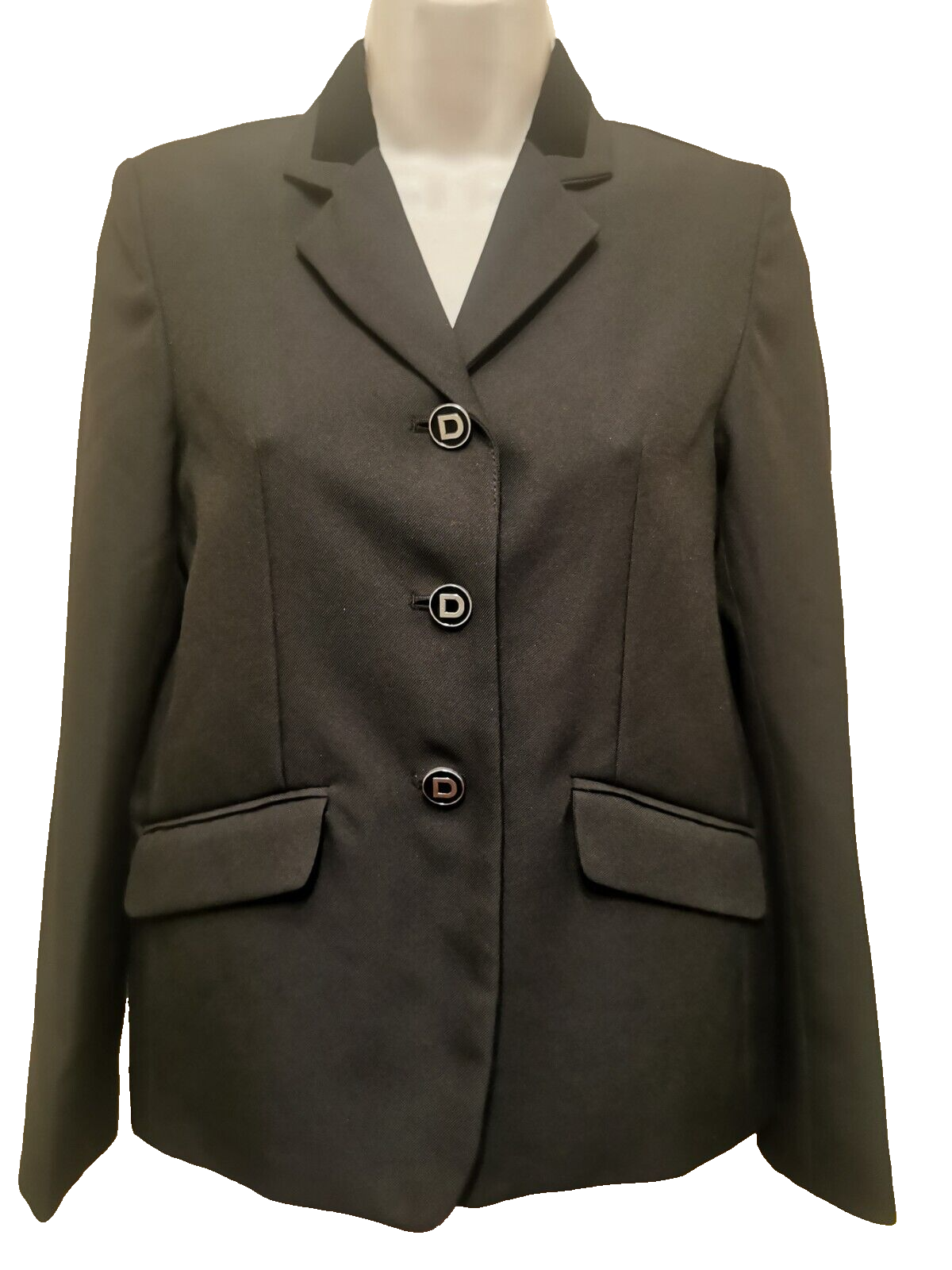 Giacca da equitazione pony 34" petto adolescente 16 poliestere dublino nero collo velluto cavallo