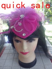 Wedding Party Carnival Races Feather Millinery Fascinator Hat Pink