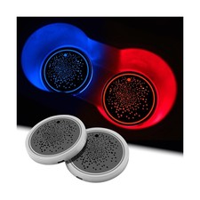 2Pcs LED Car Cup Holder Lights, 7 Colors Light Up Cup Coasters, USB Rechargea...