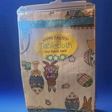 Happy Easter Tablecloth with Flannel Back - 52" x 52" Square- NEW in Package