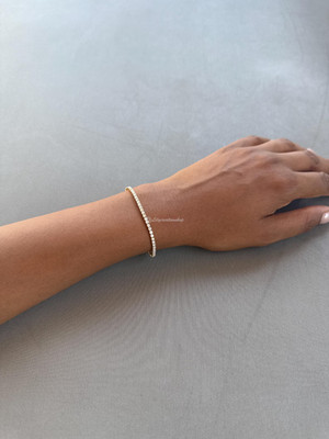 2,50 ct rundes im Labor gezüchtetes Diamant Tennisarmband 7 Zoll 14 K Gold
