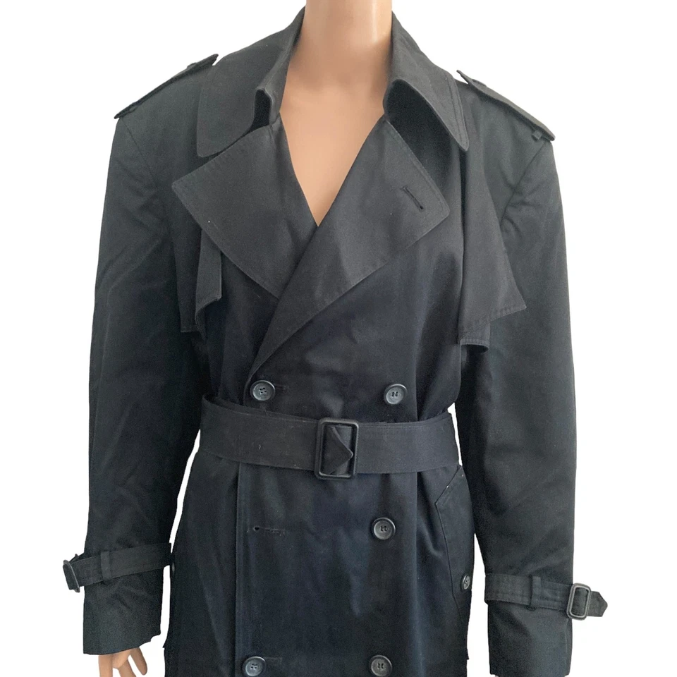 Charles Klein Тренч мужской 40 короткий черный двубортный  - Изображение 3 из 4