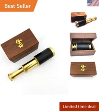 Vintage 6" Brass Telescope with Wooden Box - Perfect for Maritime Enthusiasts