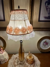 Irridescent Peach Bottle Lamp Jeanette Glass PoodleTrinket Dish