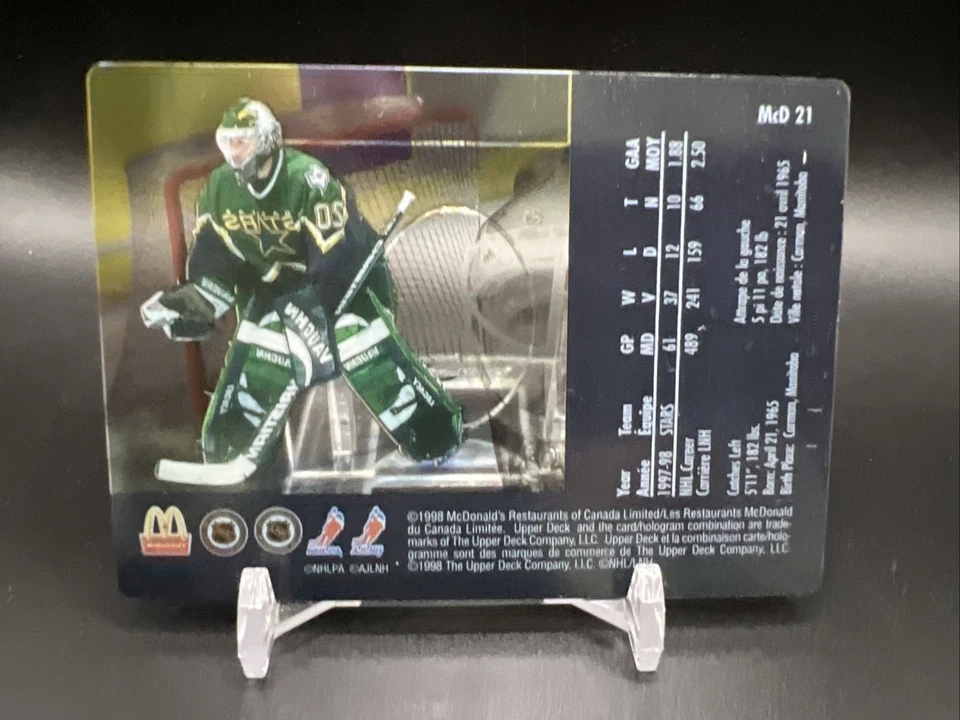 1998-99 McDonald's Upper Deck Clear ICE Hockey - #McD21 - Ed Belfour - Stars - Image 2 of 2