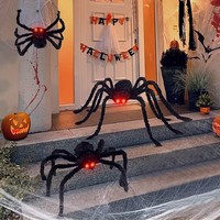 Halloween Deko Spinnen 3PCS Realistisch Leuchtende Rote Augen Garten Gruselparty