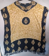 Vintage Step In Style Womens Multicolor Dress One Size Short Sleeve Maxi Soft