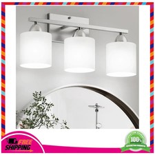 3 Light Bathroom Vanity Light Brushed Nickel Modern Wall Sconce 18 Inch Glass
