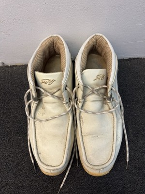 Vintage FUBU Leather Boots Y2K Chunky Moc Toe Beige US 12