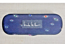 Nicole Miller Black Eyeglass Hard Shell Protective Case Multicolor Eyes Pattern
