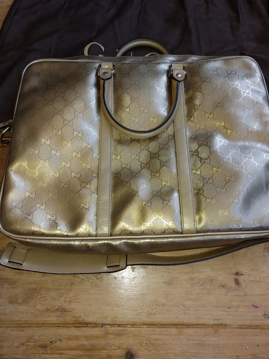 Gucci GG Logo Leder Business Laptoptasche mit abnehmbarem Riemen