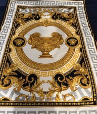 Asciugamano barocco nuovo con scatola Versace con loghi Leoni e Versace ORO, NERO E BIANCO)