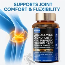 Joint Pain Relief Supplement, Joint Support Glucosamine, Turmeric, MSM 120 caps