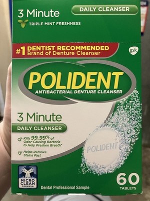 Polident 3 Minute Antibacterial Dental Appliance Cleanser Tablets, 60 Count