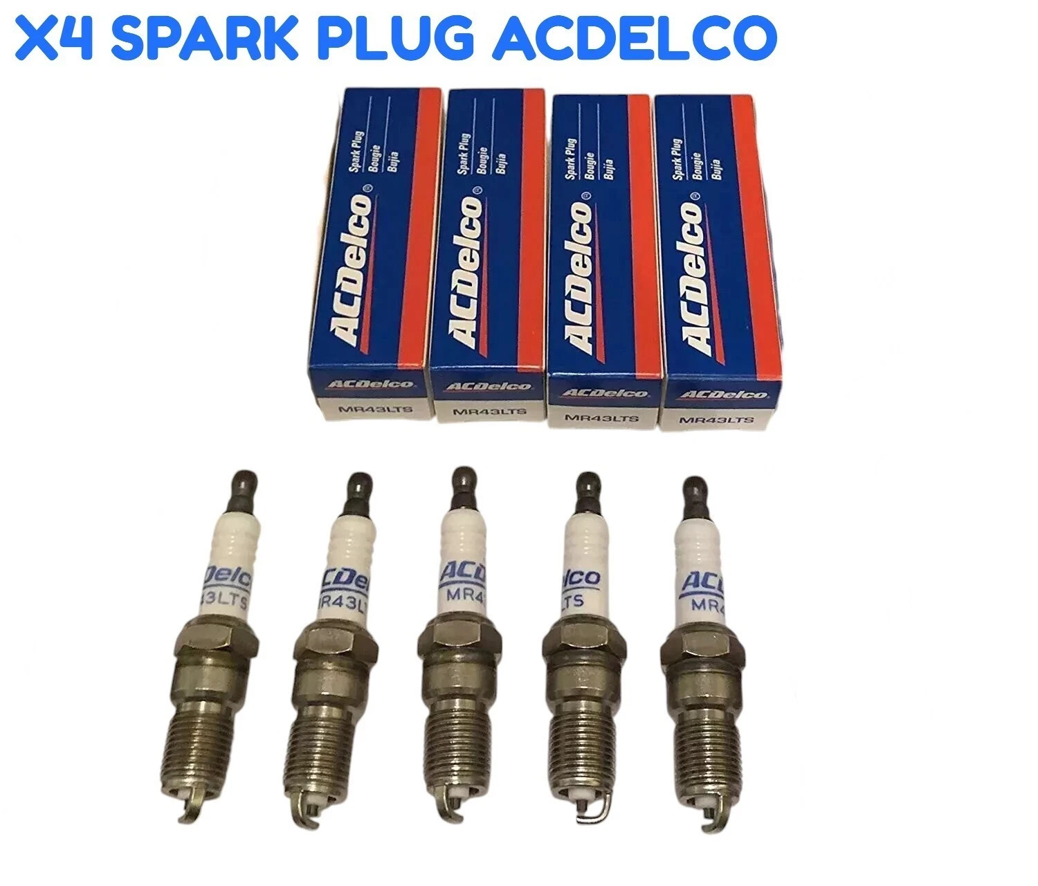 4x ACDelco MR43LTS Marine Spark Plugs GM MerCruiser Volvo Penta V6 V8 Sierra