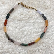Mixed Gemstone Anklet Multicolor Tablet Bead ...