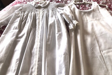 Polly Flinders Smocked Christening Baptism Gown w/Slip. Girl's Size 6-9 Mo's
