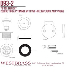 Designer Tip-Toe Bathtub Drain Plug Set, Polished Brass