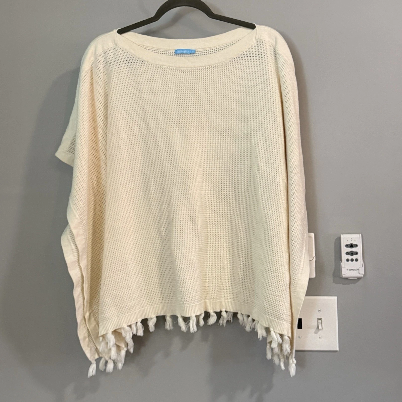 J McLaughlin Sweater Poncho Tassels Knit Cotton Women’s One Size