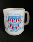 Vintage Glassbake Bicentennial Coffee Mug USA 1776-1976 America Milk Glass Cup