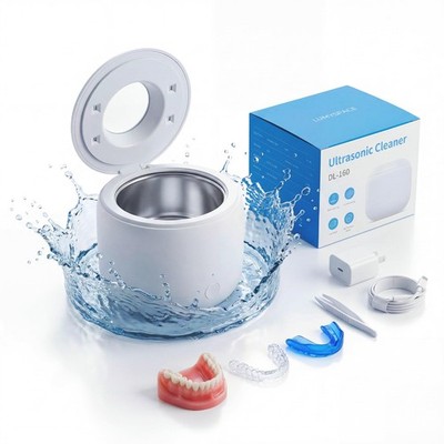 LUMYSPACE Ultrasonic Retainer Dental Cleaner Machine for Night Guards, White 