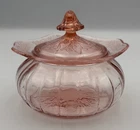 Jeannette Pink Adam Depression Glass Candy Dish Lid Vanity Jar Covered Lidded