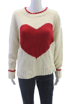 Show Me Your Mumu Womens Ivory Graphic Crew Neck Pullover Sweater Size S