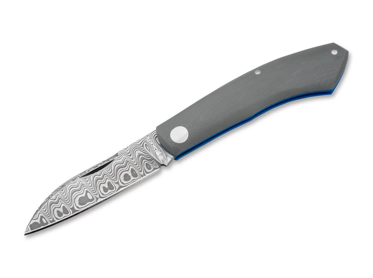 YOUSUNLONG Coltello Pieghevole In Acciaio Damasco 73 Strati, Manico G10 Texture Blu, Per Outdoor E Sopravvivenza