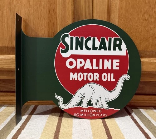 Sinclair Gas Oil Flange Sign Sold Here Doubled Sided Vintage Style Wall Decor