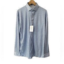 Collars  Co. Quattro flex dress shirt Semi-spread L blue white crisp collar NWT
