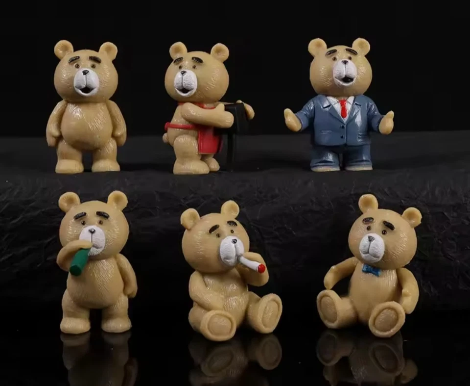 Paquete de 6 figuras Ted - Divertido oso de peluche película juguete de regalo coleccionable Foto 3 de 4