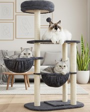 Small Cat Tree Tower with Lots of Scratching Posts - 42 Inch Medium Compact