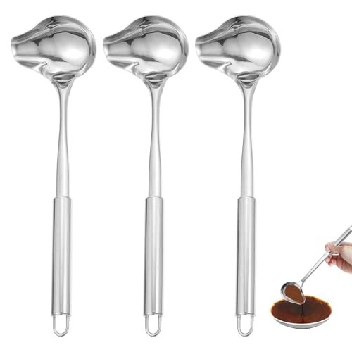 SoßEnlöFfel Edelstahl 30Cm 3 StüCk EntenschnabellöFfel KüChenutensil-image