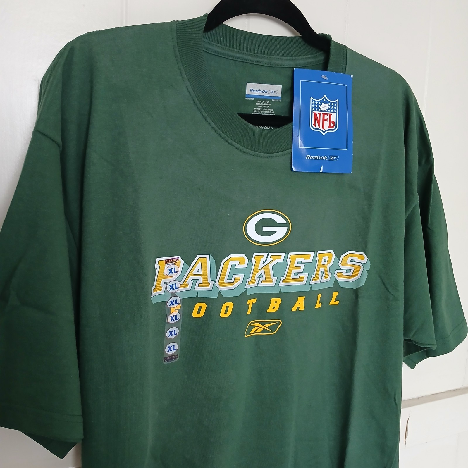 Deadstock New VTG Green Bay Packers Reebok NFL T-Shirt Men's XL Green Cotton SS thumbnail 7
