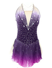 Ice skating dress Competition Figure Skating Twirling Costume purple dyeing