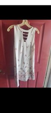 Women's White Floral Sleeveless V-Neck Strappy Pullover Mini Dress/Shirt