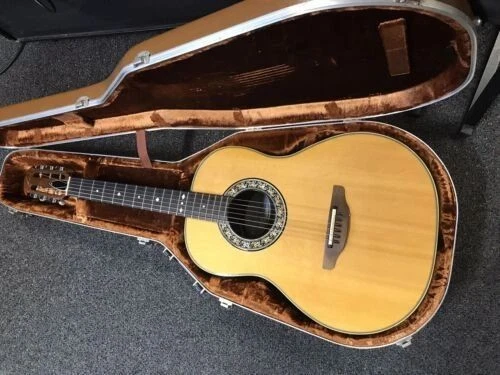 Ovation Folklore 1614 acoustic 12 fret guitar made in USA 1981 excellent w/ case - Picture 1 of 12