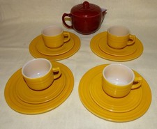 Hazel Atlas Moderntone Child Little Hostess 13pc Set -Dark Colors Maroon  Gold