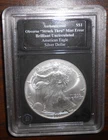 2001  AMERICAN SILVER EAGLE AUTHENTICATED OBVERSE "STRUCK THRU" MINT ERROR - BU