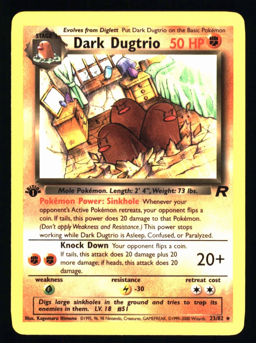 Dark Dugtrio First Edition 23/82 Vintage Pokemon WOTC Team Rocket NM MINT