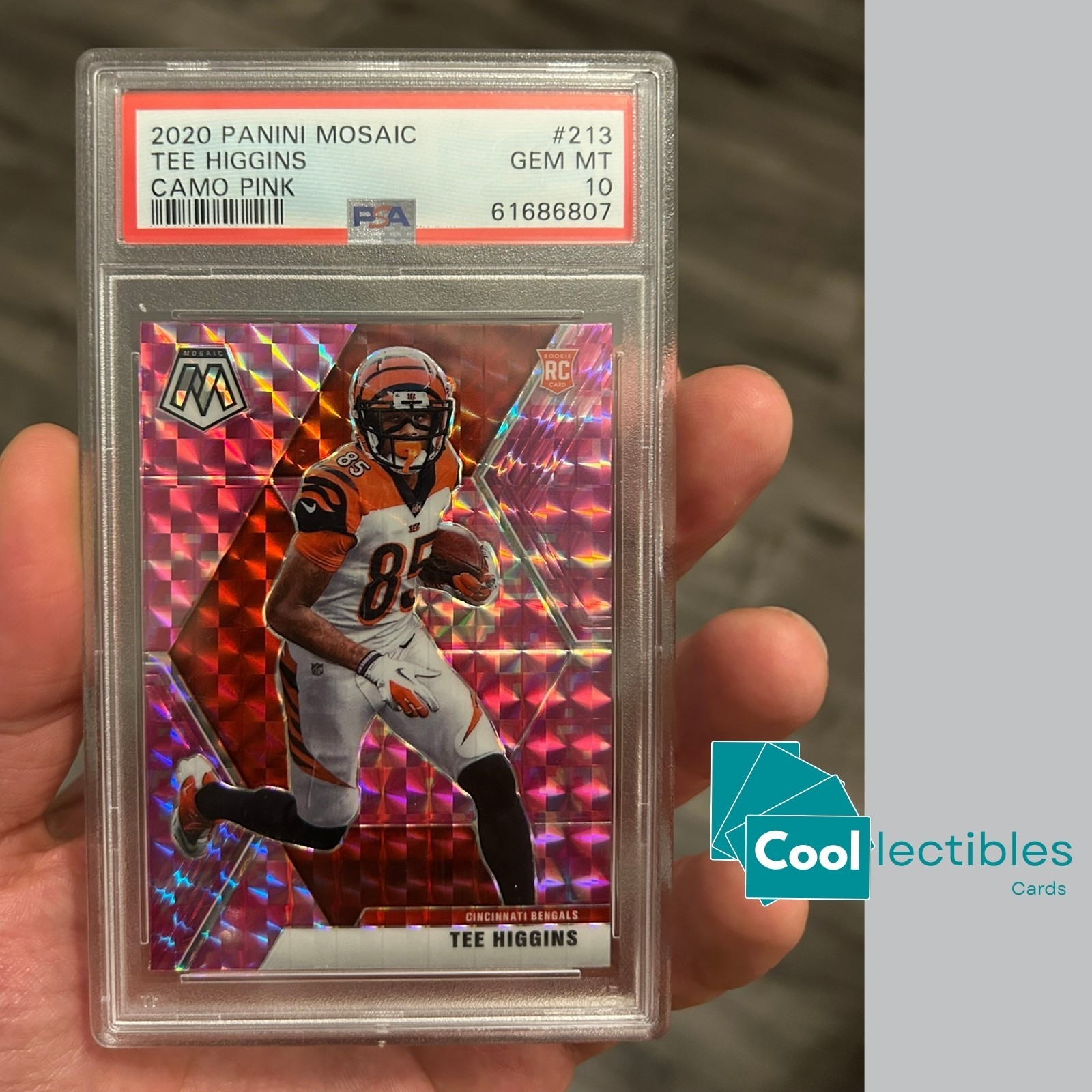 2020 Panini Mosaic - Rookies Tee Higgins #213 Camo Pink PSA 10 Mosaic Prizm (RC)
