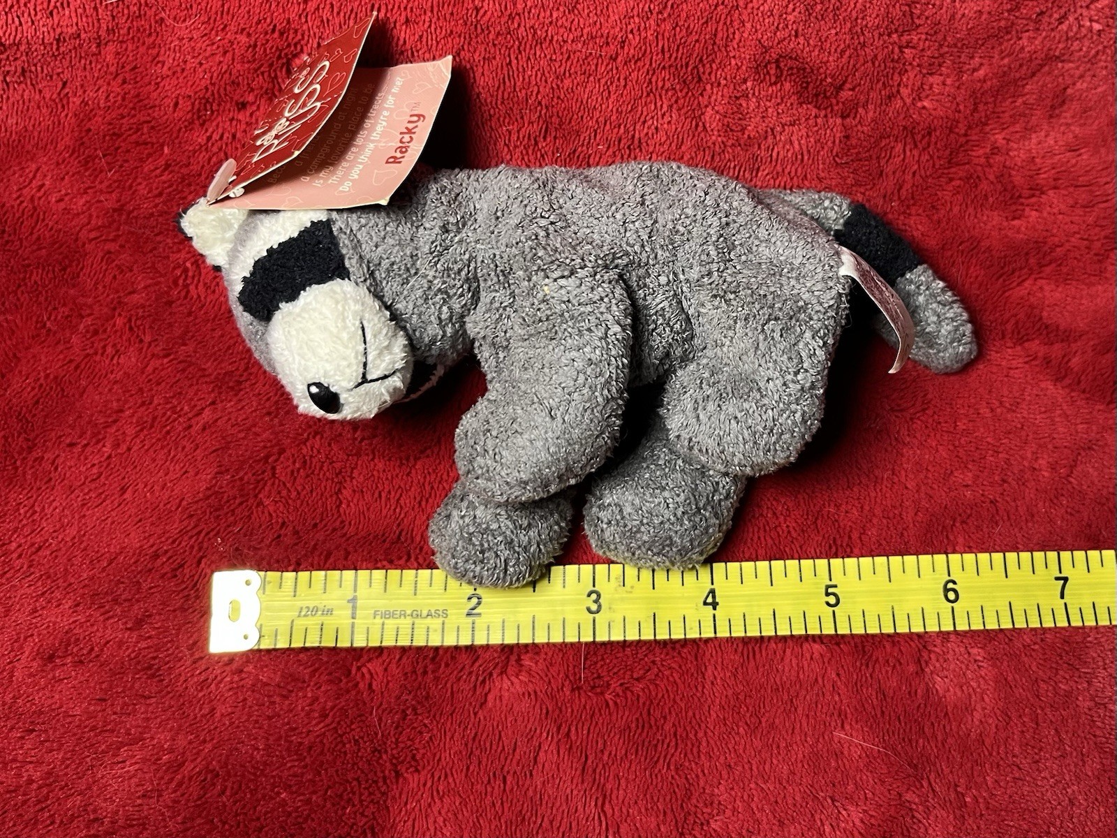 Russ Luv Pet Racky Raccoon Grey Chamois 5” Beanie Plush Small Floppy Lovey Tag!
