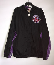 New Large Black and Purple Toronto Raptors Windbreaker Jacket hoodie retro nba