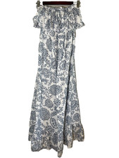 Floral Strapless Maxi Dress L Cottage Coastal Nautical Resort Feminine Romantic