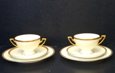 Thomas Bavaria Soup Cups & Saucers Set of 2 w/ Bread Plates. Made for Gump's SF