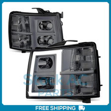 Headlights Led Tube Lamps Smoked Lens For 2007-2014 Silverado 1500 2500hd 3500 Headlights Led Tube Lamps Smoked Lens For 2007-2014 Silverado 1500 2500hd 3500