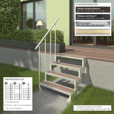 Dolle Außentreppe Gardentop 36-330cm Geschosshöhe 80-100cm breit Gartentreppe