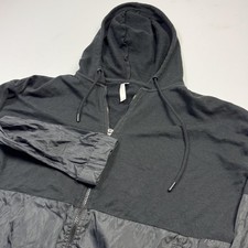 Fabletics Jacket Women Large Black Gray Colorblock Full Zip Hooded Pockets Nylon