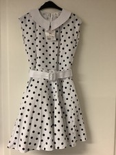 C11.5 Rock‘n‘Roll Kleid / Girl – Orlob – Weiß mit schwarzen Punkten – Größe 40